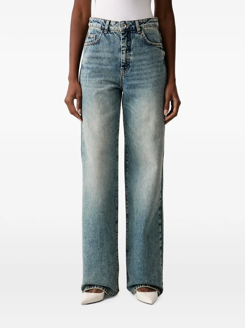 Patrizia Pepe acid-wash straight-leg jeans
