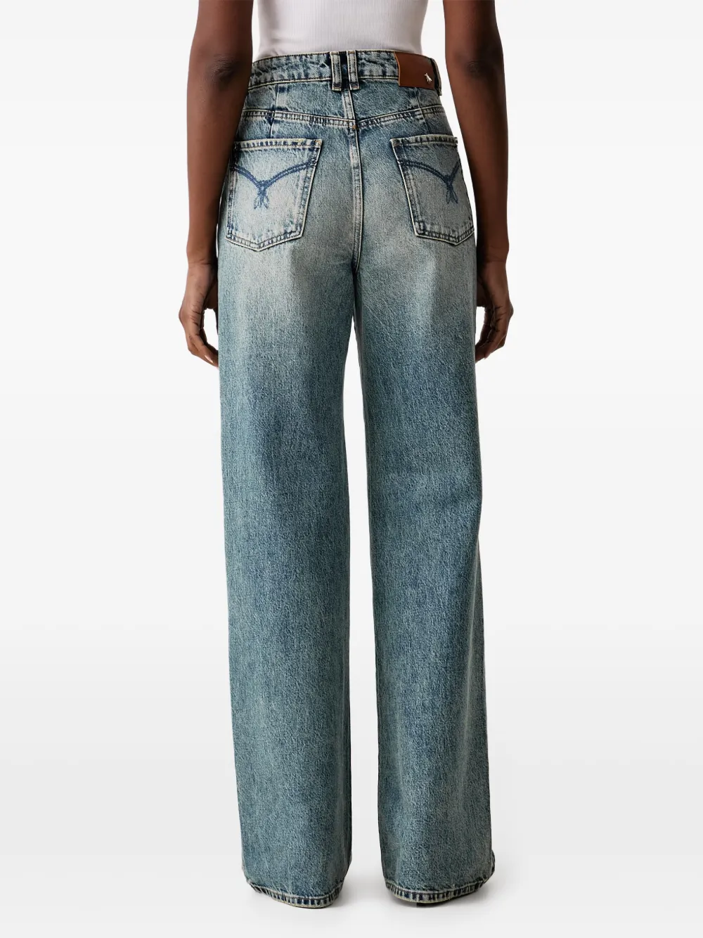 Patrizia Pepe Straight jeans met acid wassing Blauw
