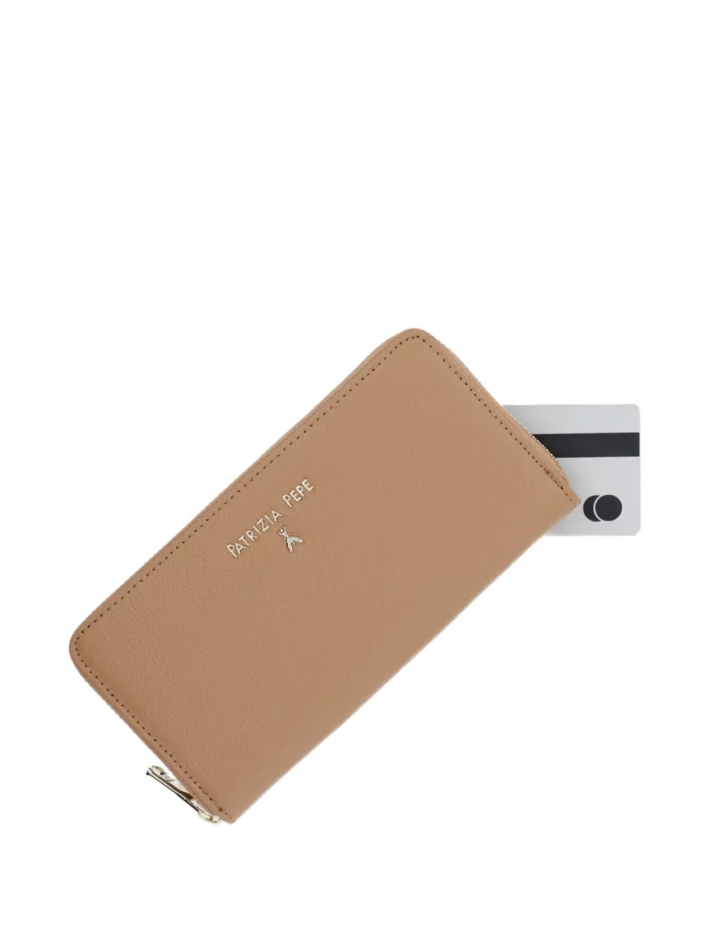 Patrizia Pepe Essential portemonnee met rondomlopende ritssluiting en logo-plakkaat Beige