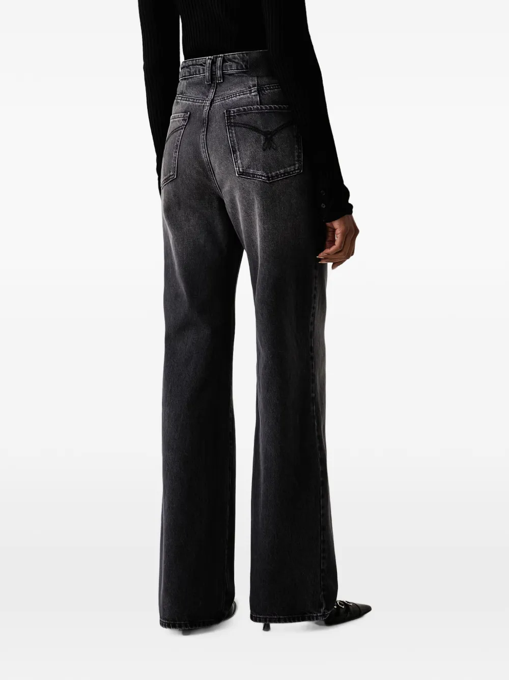 Patrizia Pepe faded-effect Fly-motif jeans Zwart