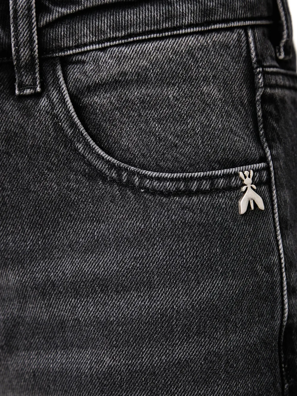 Patrizia Pepe faded-effect Fly-motif jeans Zwart