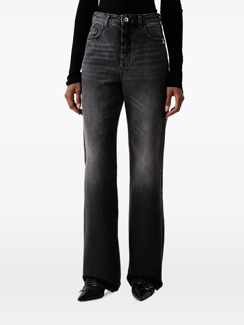 Patrizia Pepe faded-effect Fly-motif jeans - Nero