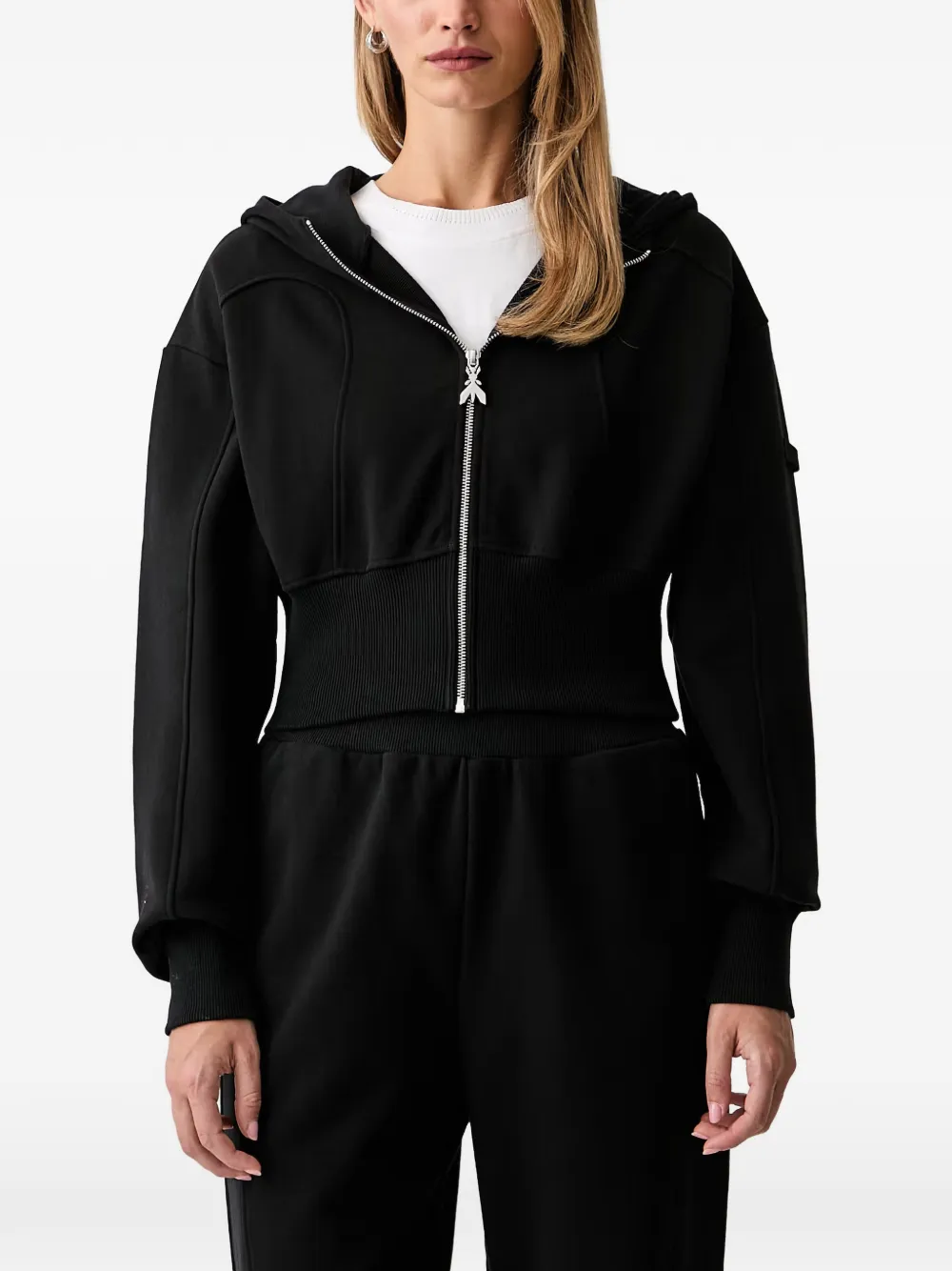 Patrizia Pepe panelled zip-up hoodie - Schwarz