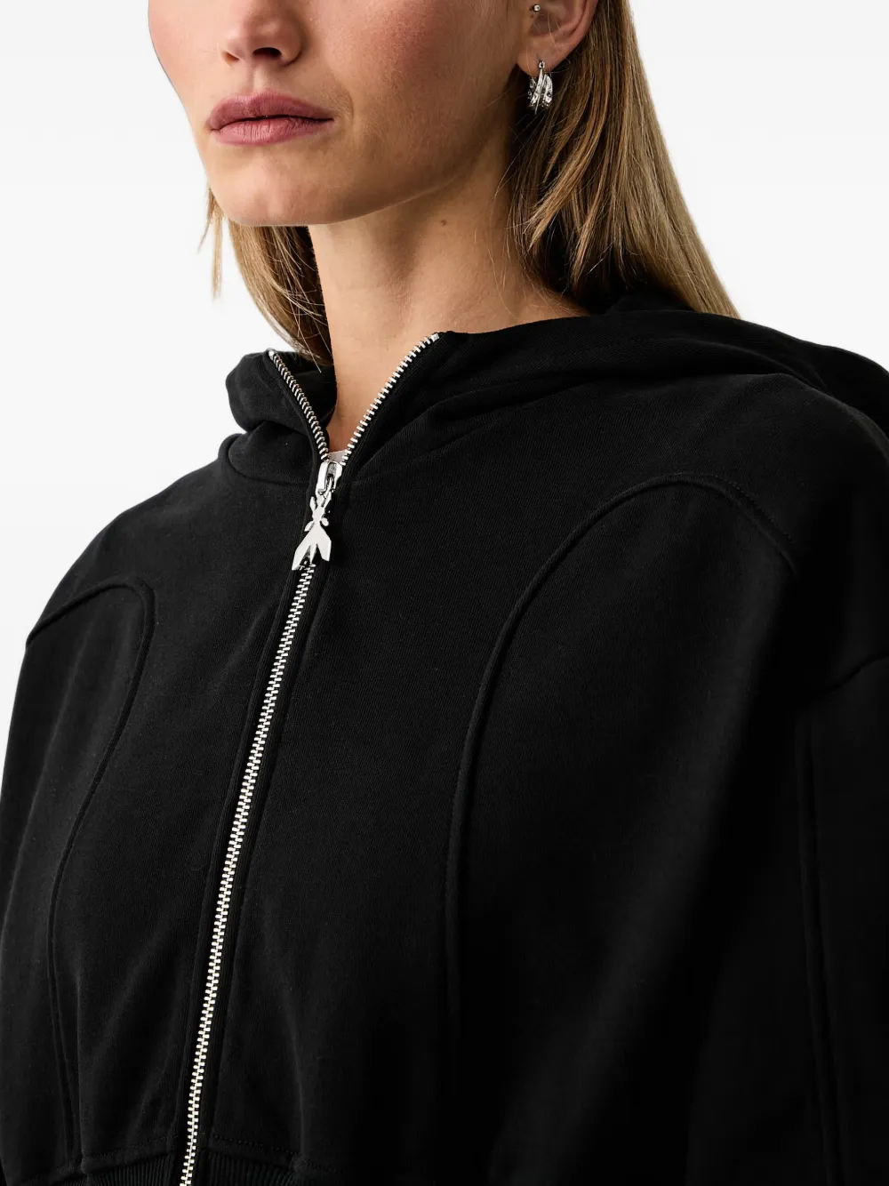 Patrizia Pepe Hoodie met rits Zwart