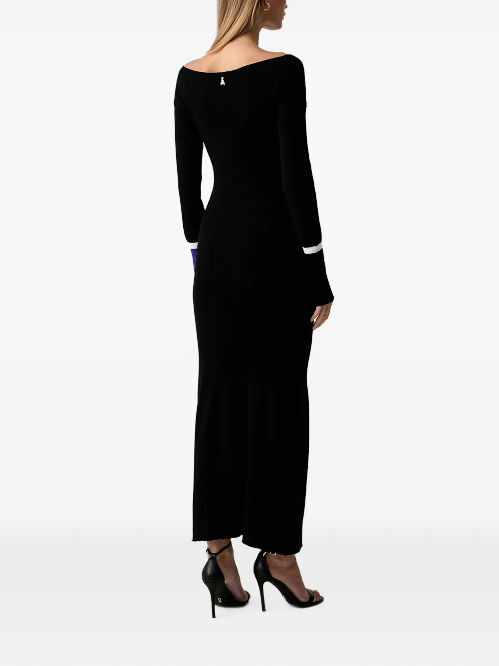 Patrizia Pepe Geribbelde midi-jurk met colourblocking Zwart
