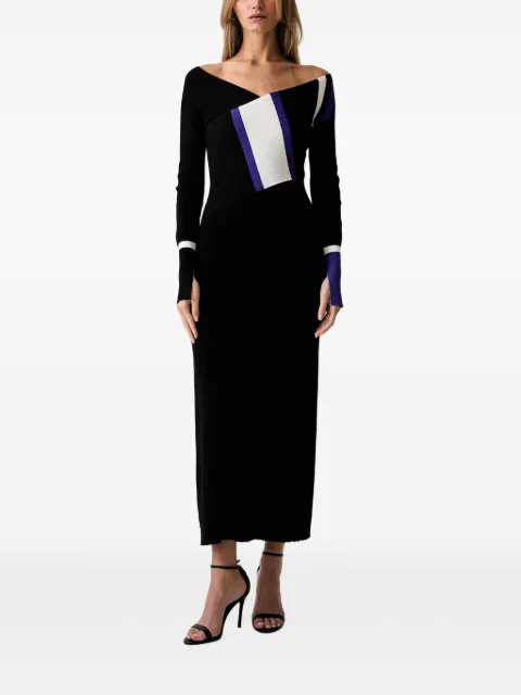 Patrizia Pepe vestido midi tejido de canalé con diseño color block