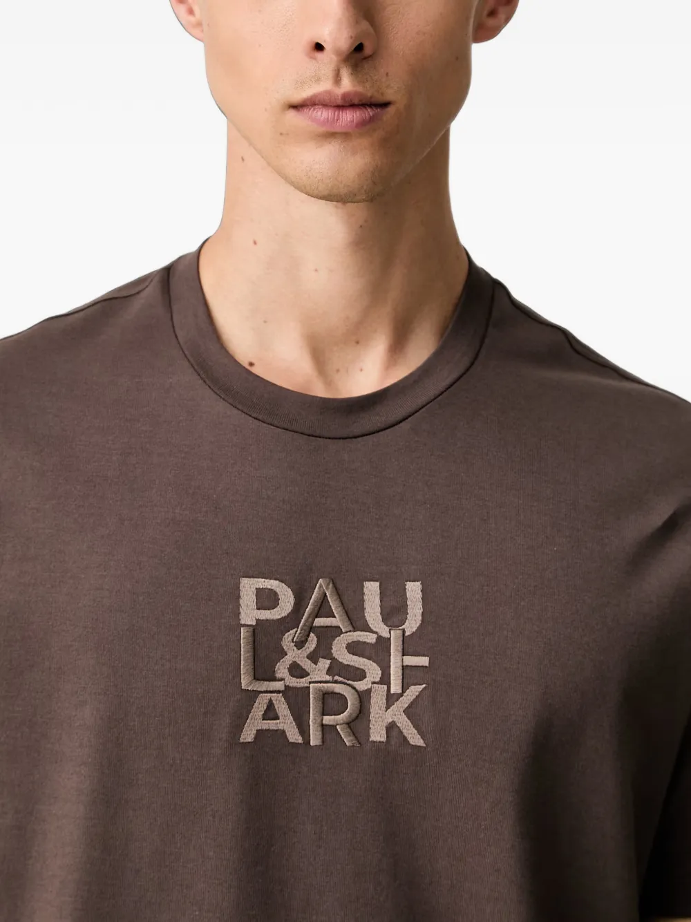Paul & Shark T-shirt met geborduurd logo Bruin