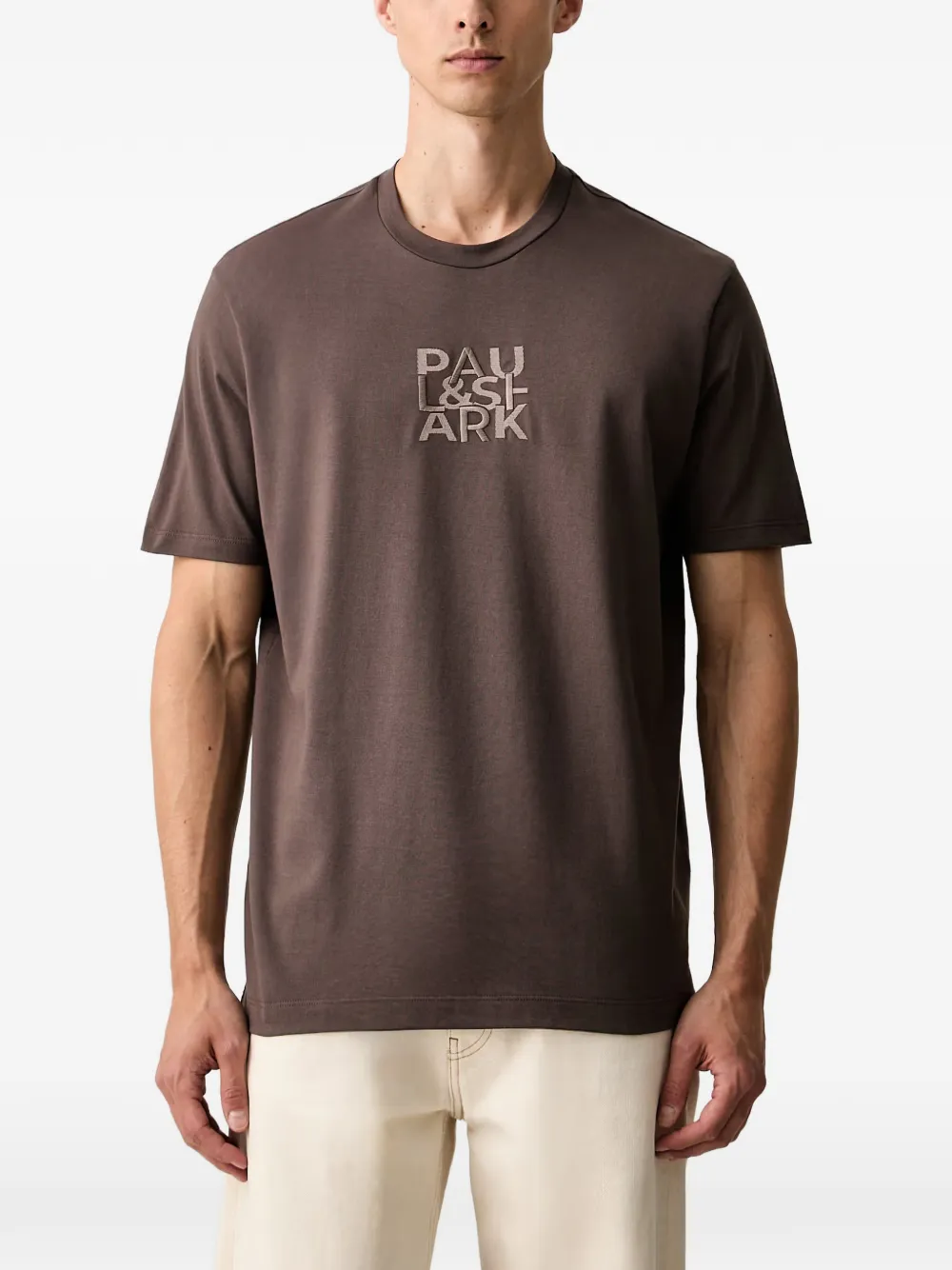 Paul & Shark logo-embroidered t-shirt - Marrone