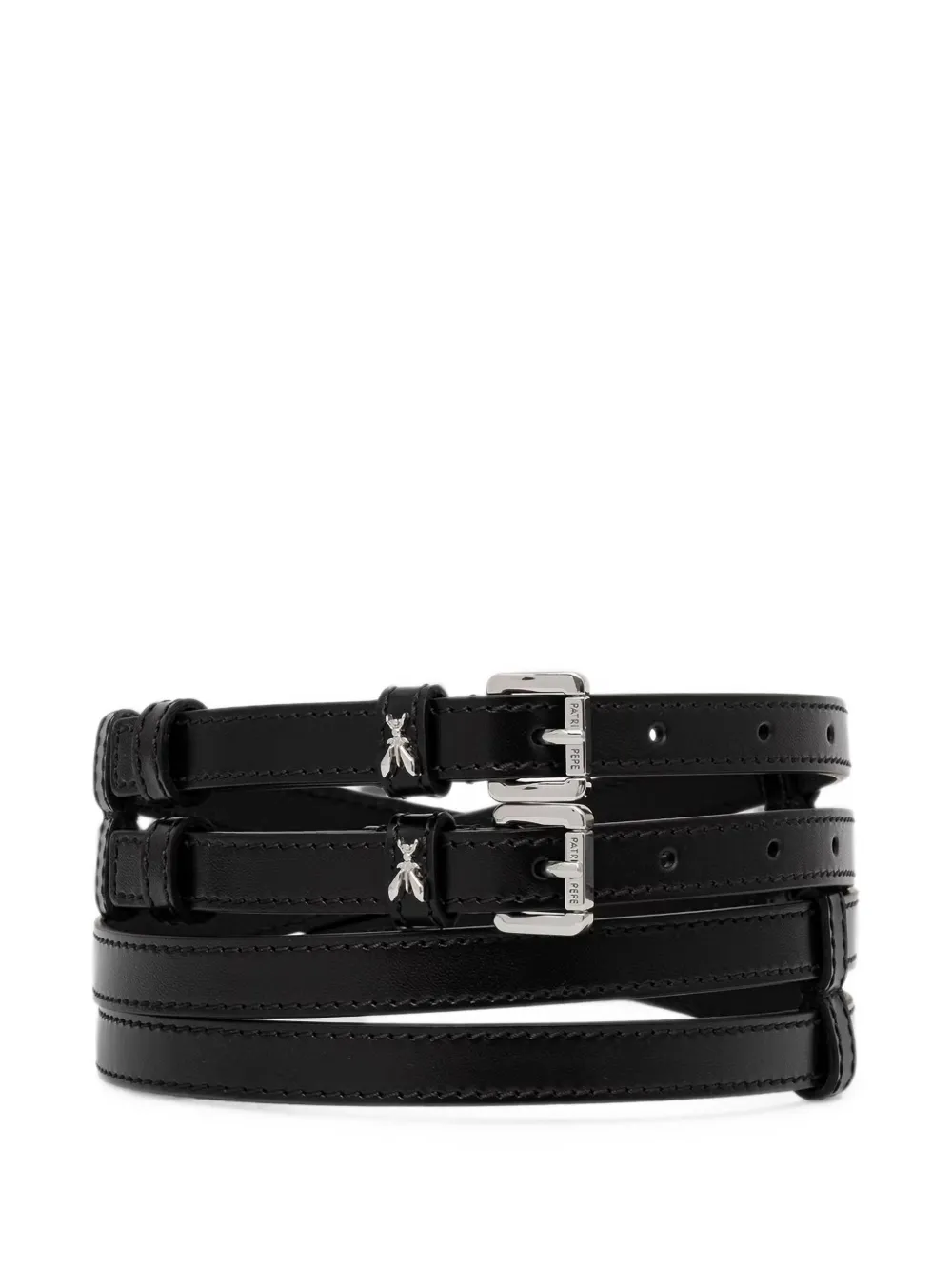 Patrizia Pepe Fly Plaque Double-strap Belt In Black