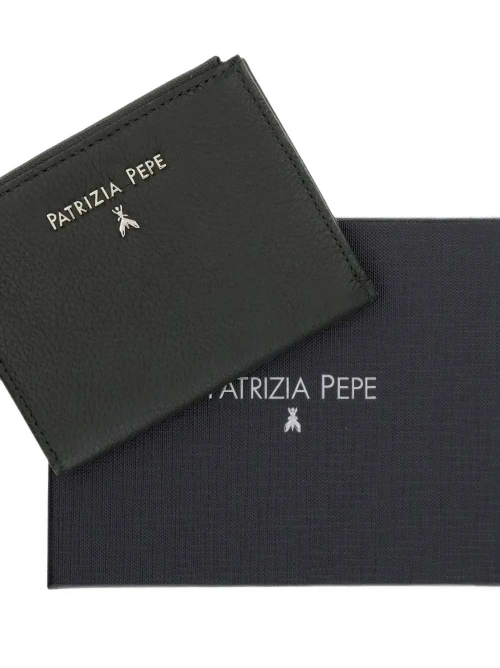 Patrizia Pepe logo-plaque pebbled wallet Groen
