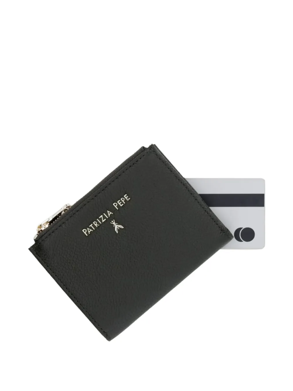 Patrizia Pepe logo-plaque pebbled wallet Groen
