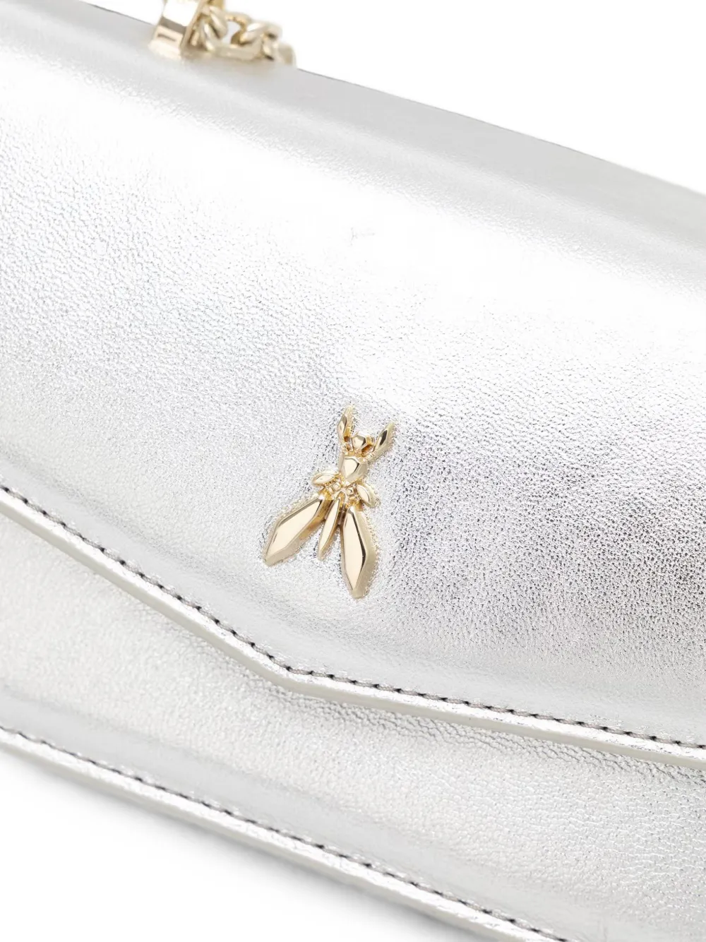 Patrizia Pepe Fly Bamby metallic leren schoudertas Zilver