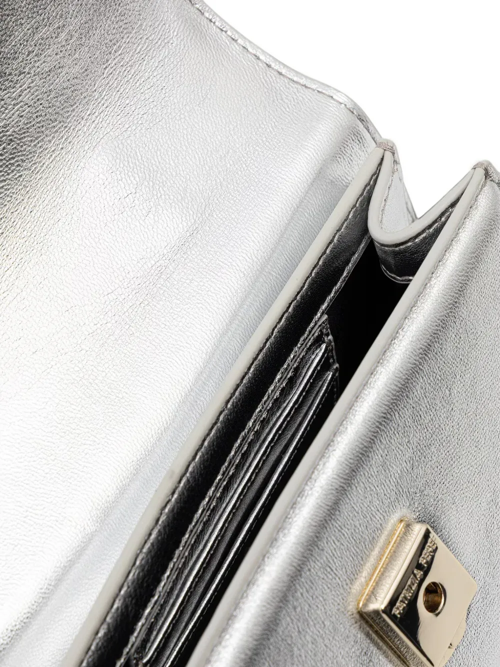 Patrizia Pepe Fly Bamby metallic leren schoudertas Zilver