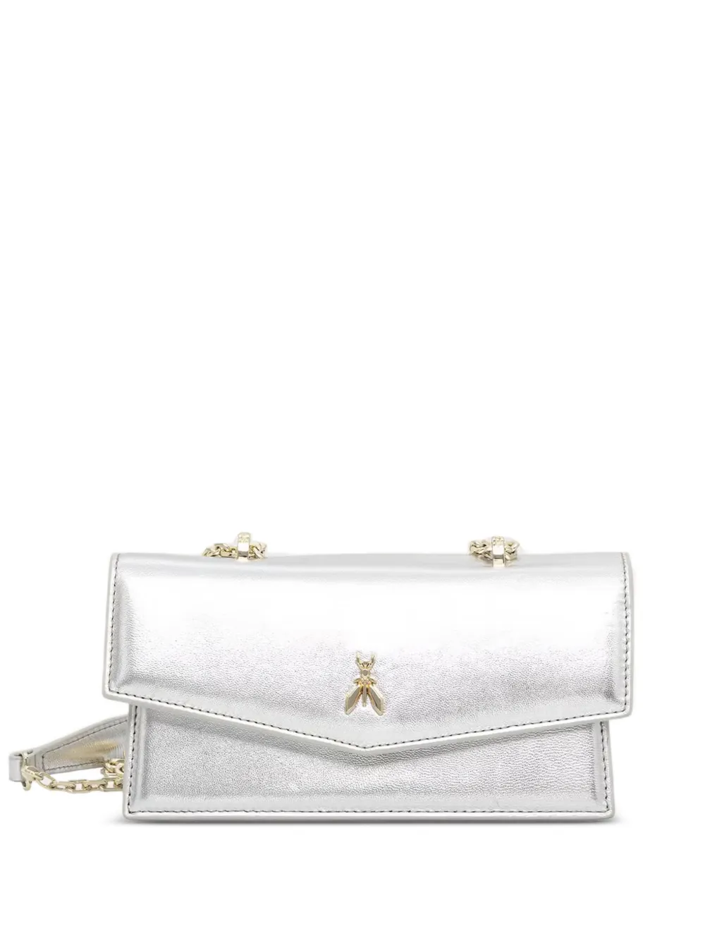 Patrizia Pepe Fly Bamby metallic leren schoudertas Zilver