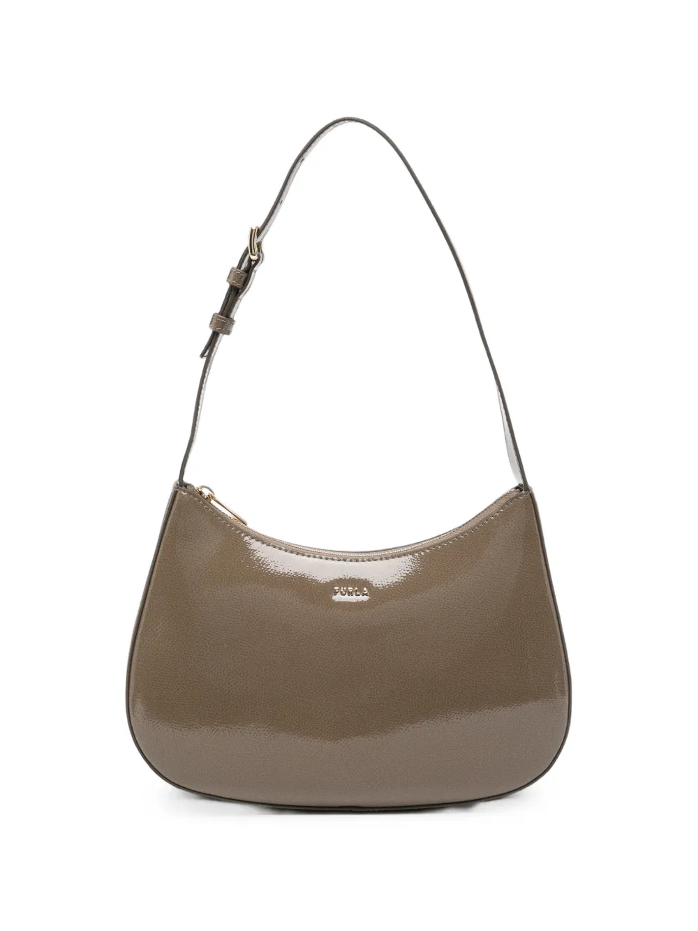 Furla logo-print leather shoulder bag - Braun
