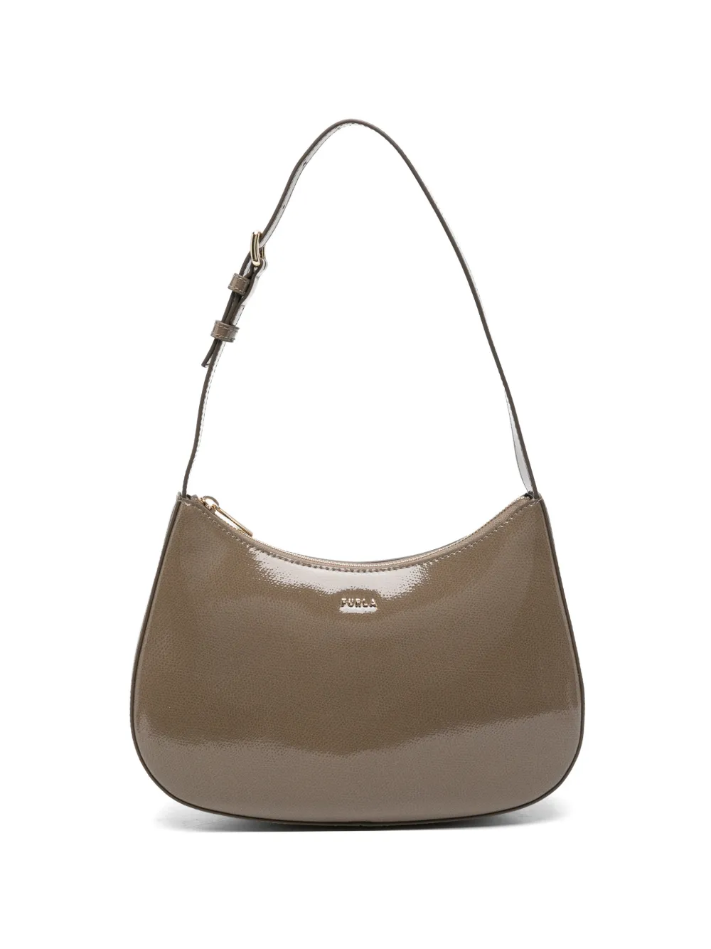 Furla logo-print leather shoulder bag - Marrone