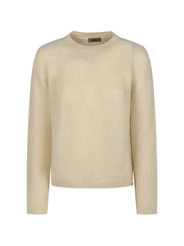 Herno Sequin-embellished Ribbed-knit Sweater in White
