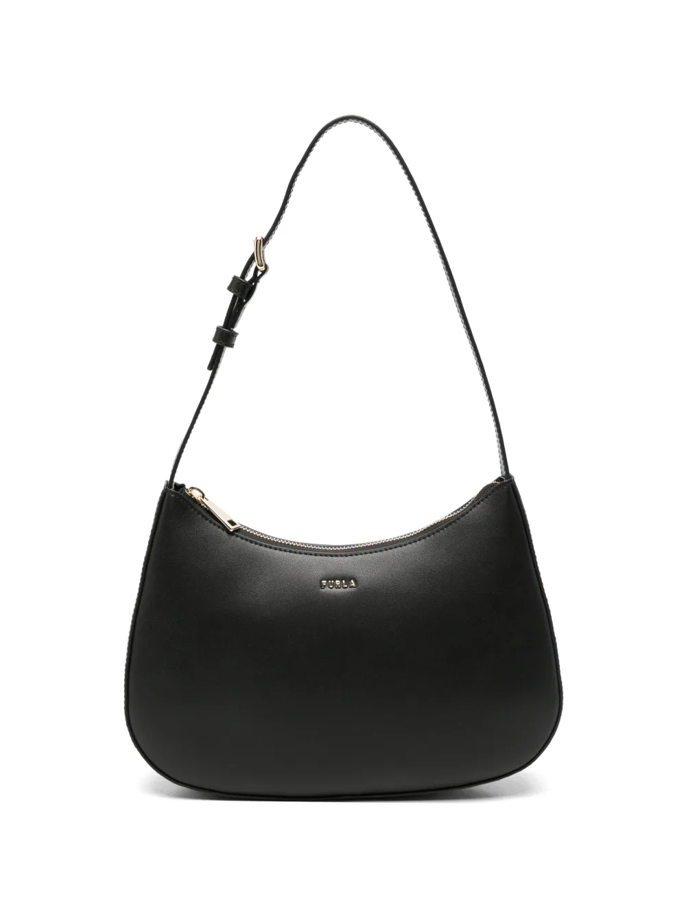 Furla logo-plaque leather shoulder bag - Nero