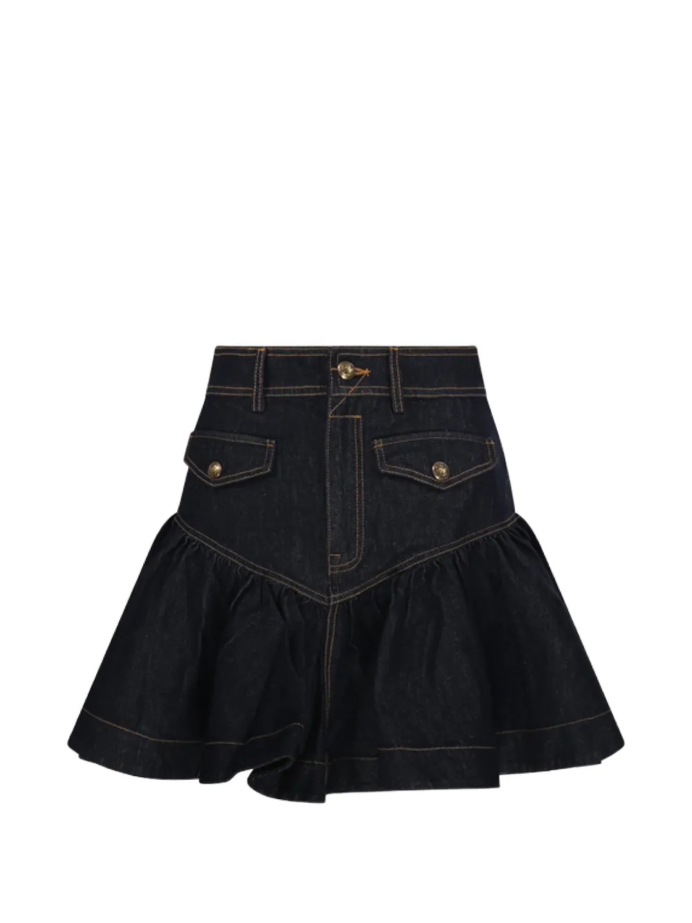 ZIMMERMANN ruffled denim mini skirt - Blu