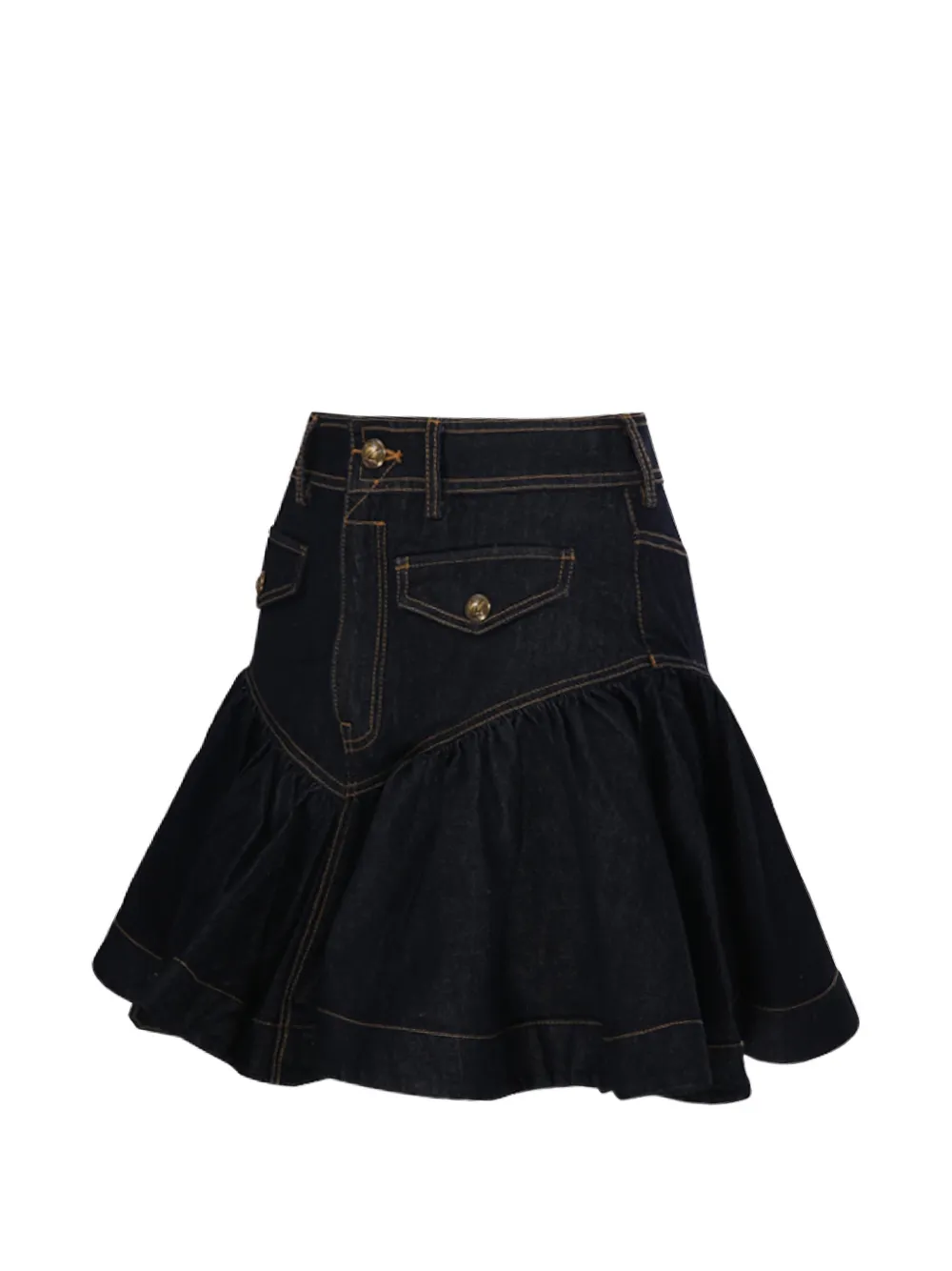 ZIMMERMANN Denim mini-rok met ruches Blauw