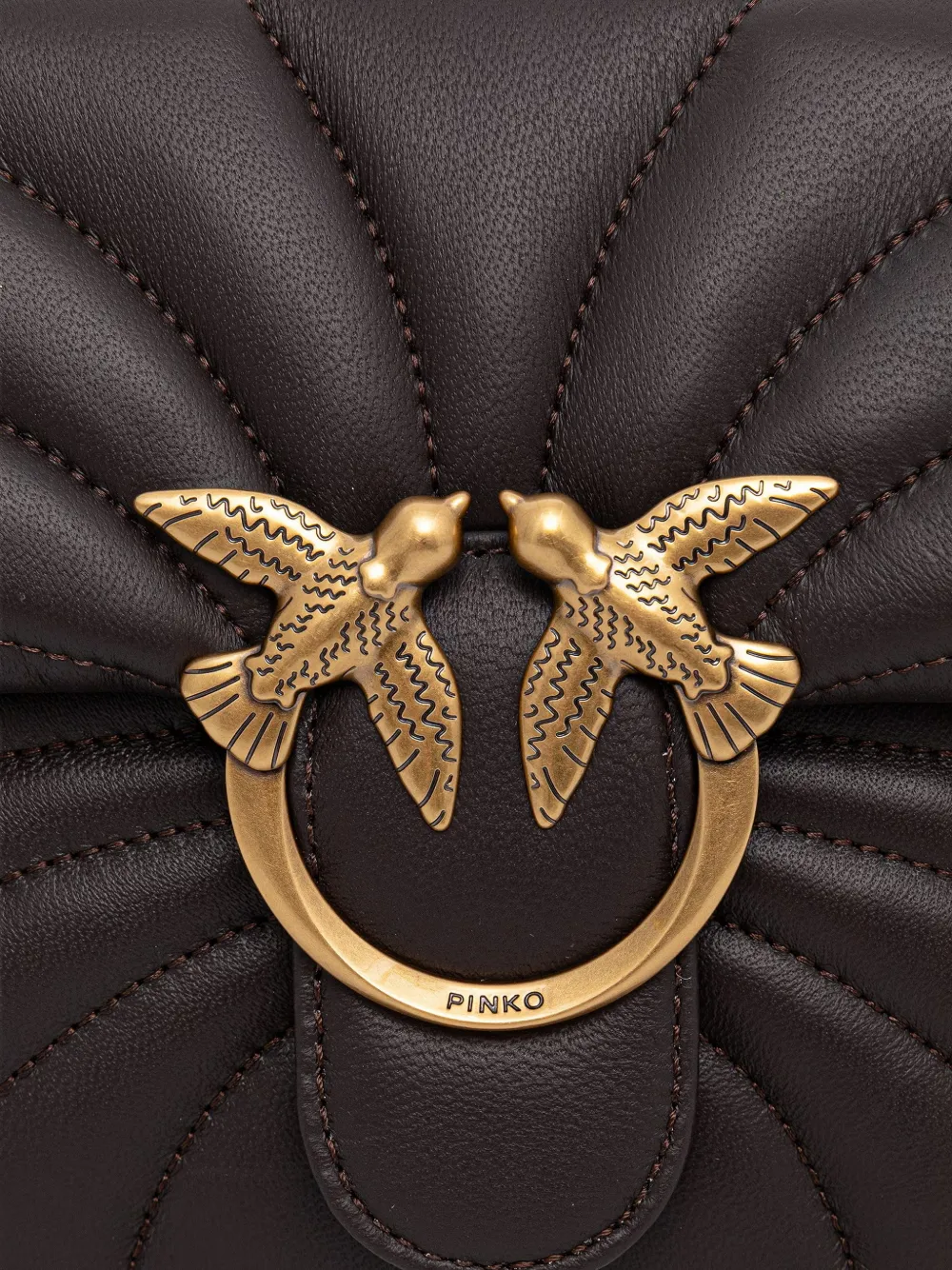 PINKO Grote Love gewatteerde leren crossbodytas Bruin