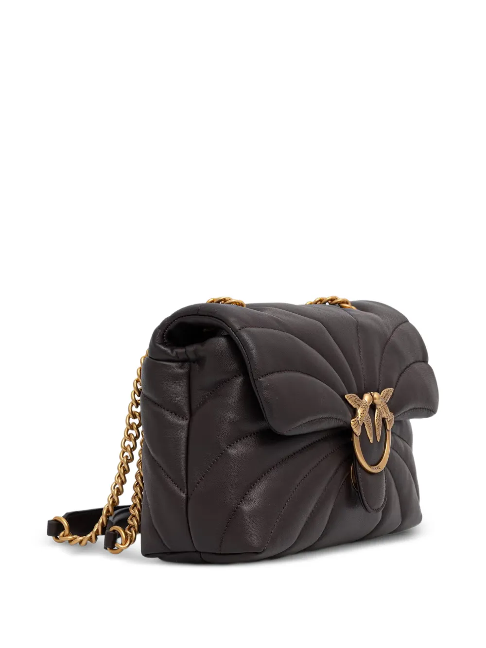 PINKO Grote Love gewatteerde leren crossbodytas Bruin