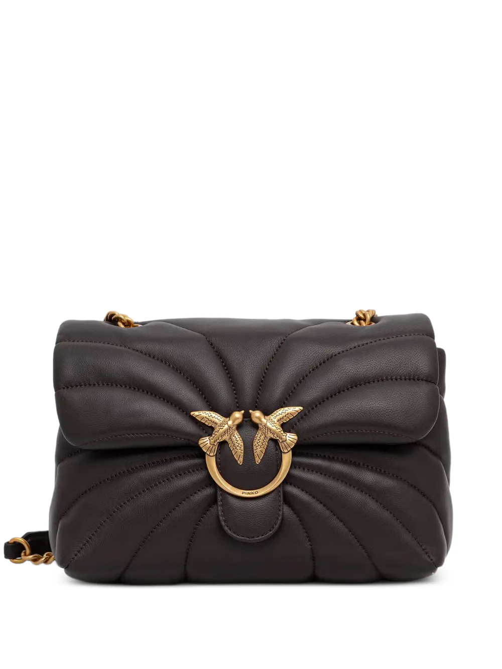 PINKO large Love quilted leather crossbody bag - Marrone