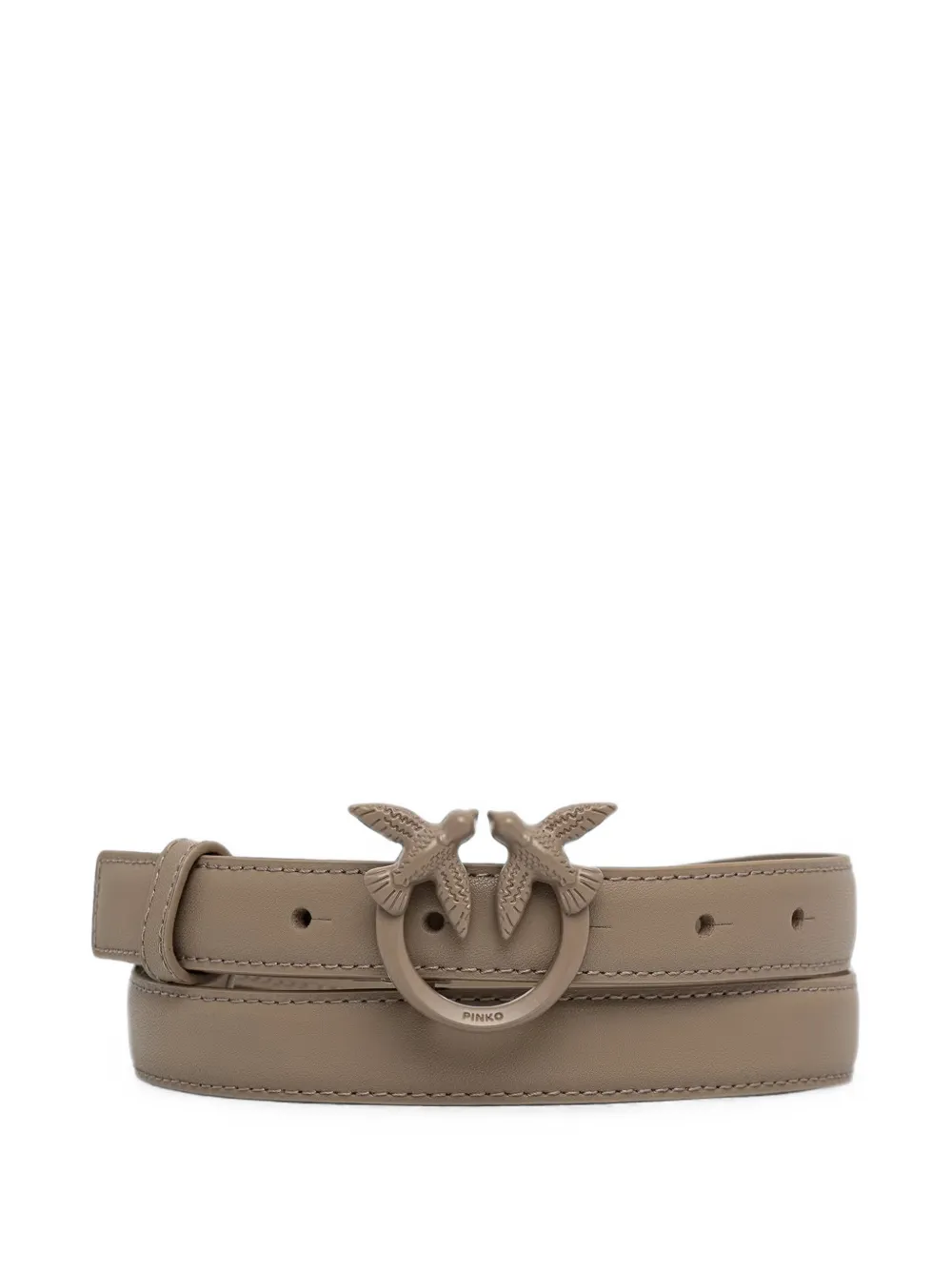 PINKO Love Birds thin colour-block leather belt - Grigio