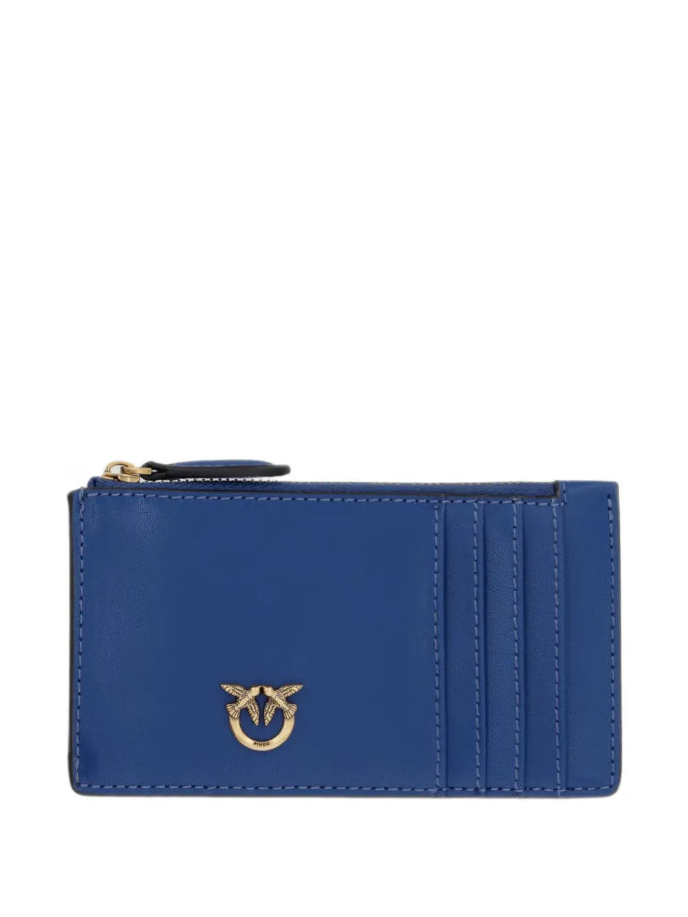 PINKO Love Birds-hardware zipped card holder - Blu
