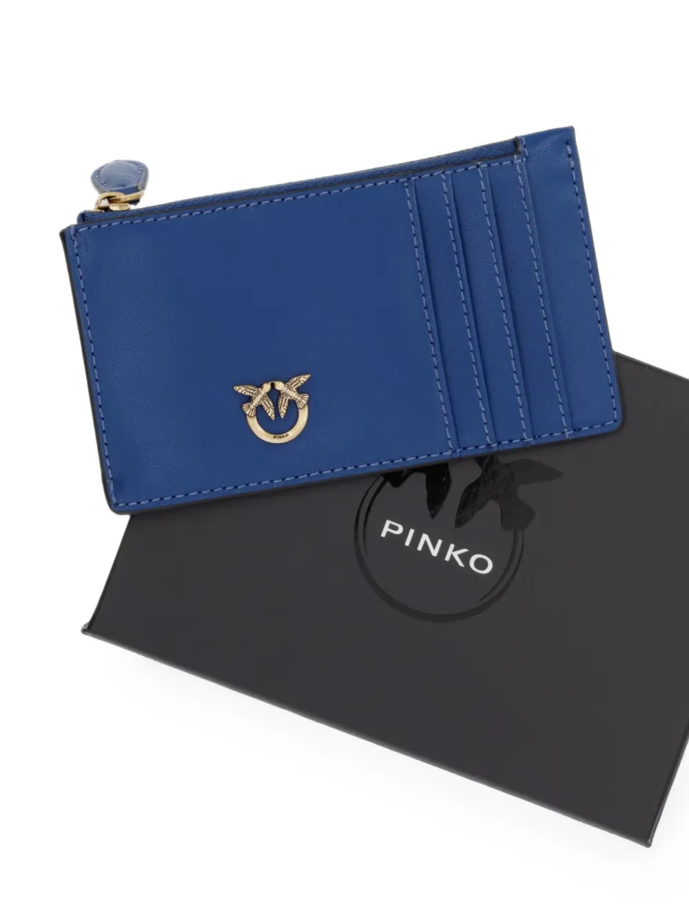 PINKO Pasjeshouder met rits en Love Birds-hardware Blauw