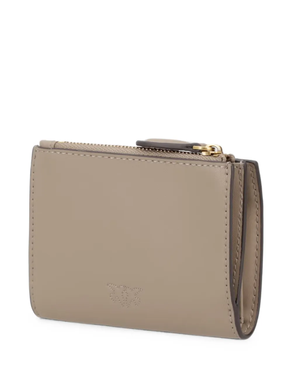 PINKO Kleine leren portemonnee met logo Beige