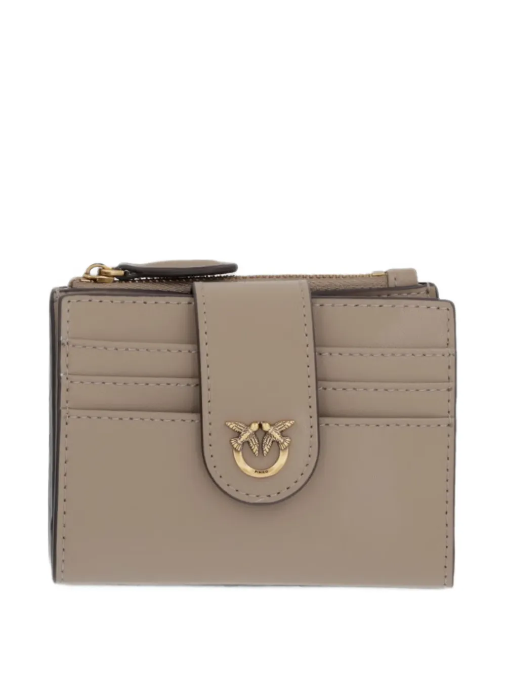 PINKO small Love Birds-logo leather wallet - Toni neutri