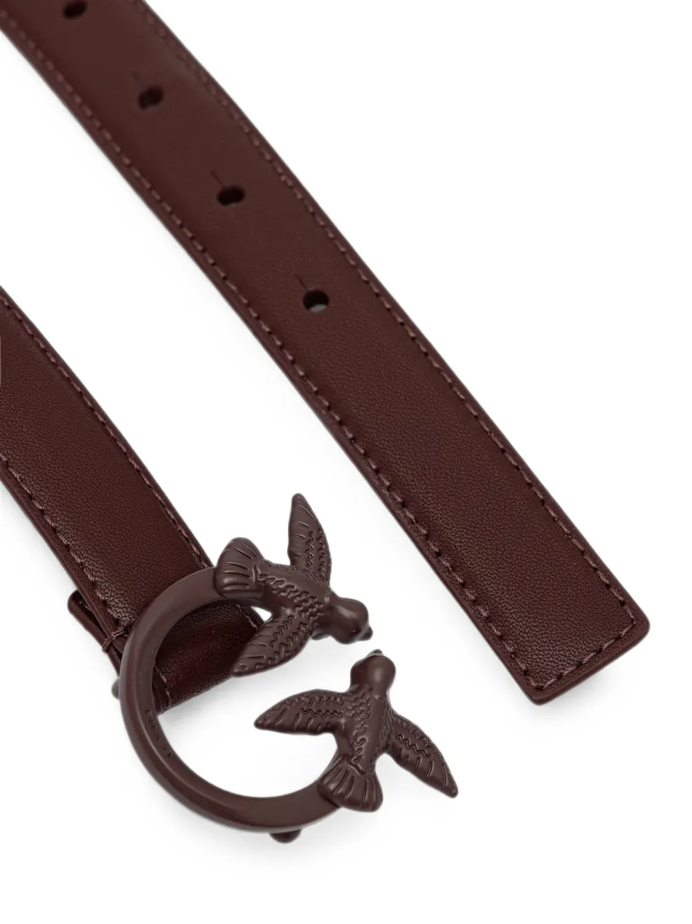 PINKO Love Birds thin colour-block leather belt Rood