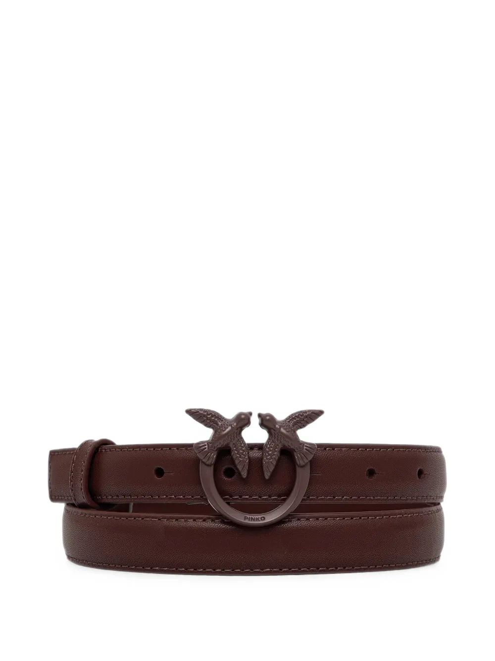 PINKO Love Birds thin colour-block leather belt - Rosso