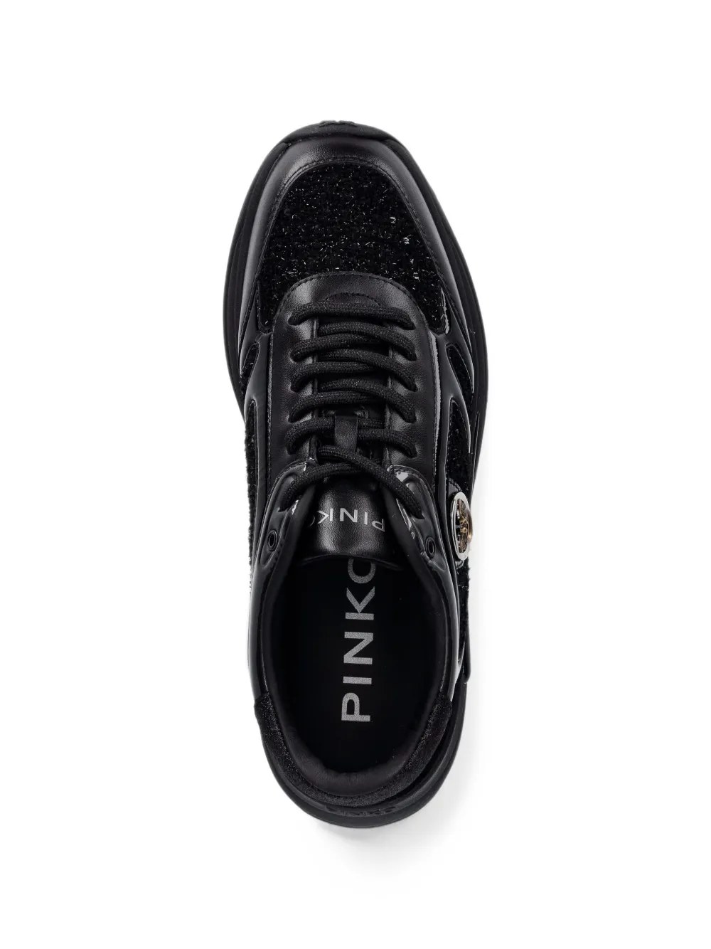 PINKO Nataly 02 panelled leather sneakers Zwart