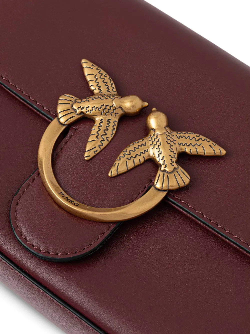 PINKO Love Birds leren crossbodytas met hardware Rood
