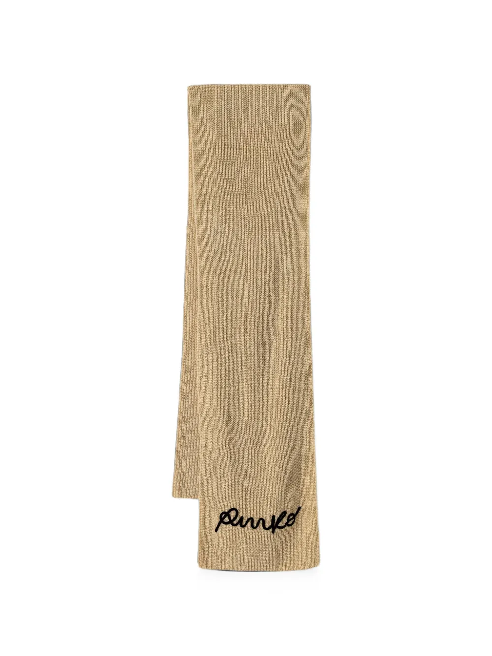 PINKO logo-embroidered ribbed scarf - Toni neutri