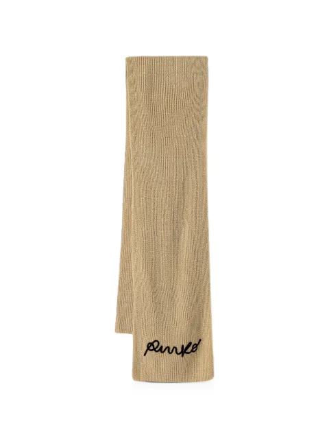 PINKO logo-embroidered ribbed scarf