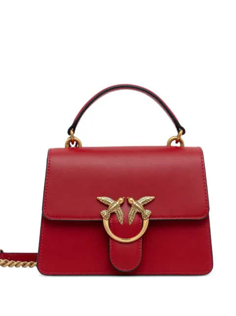 PINKO Love Birds-hardware leather handbag