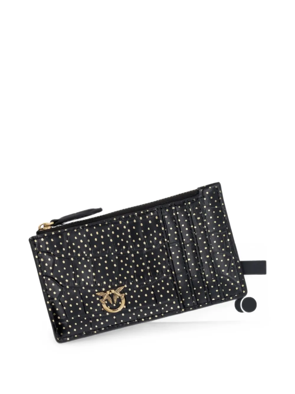PINKO Love Birds leren pasjeshouder met hardware Zwart