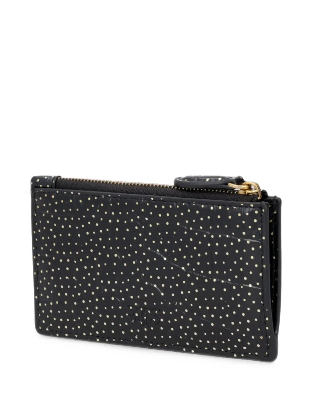 PINKO Love Birds leren pasjeshouder met hardware Zwart
