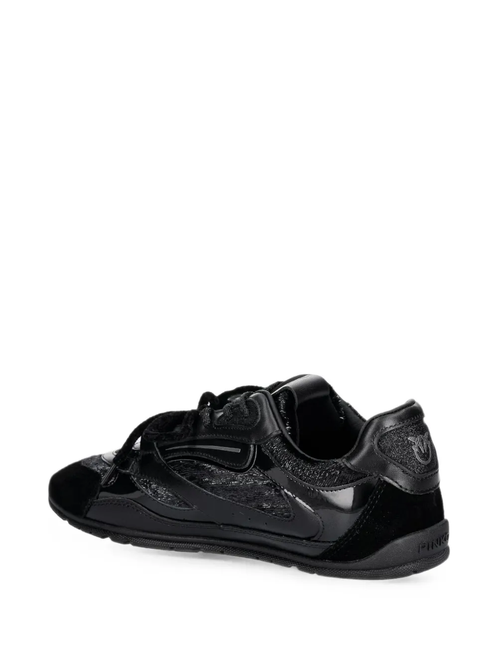 PINKO Yulia 01 logo-plaque panelled leather sneakers Zwart