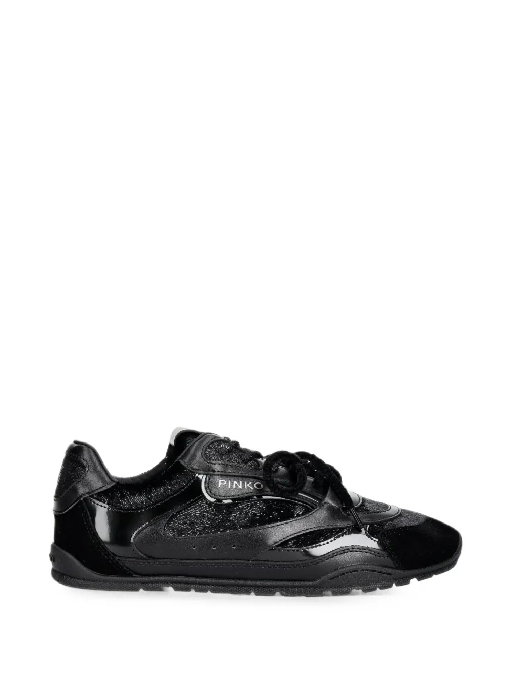 PINKO Yulia 01 logo-plaque panelled leather sneakers - Nero