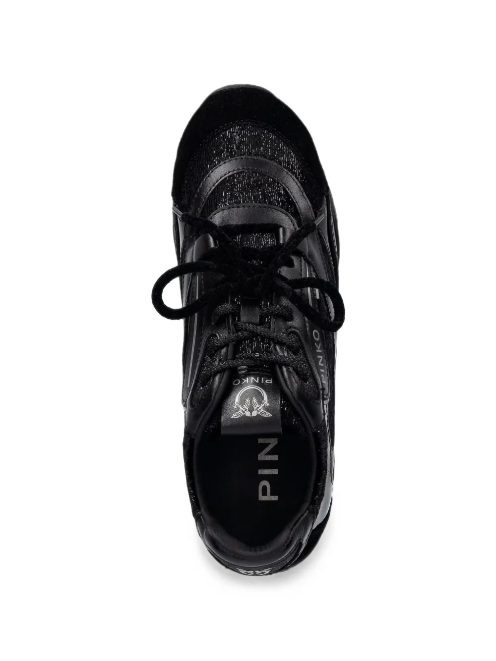 PINKO Yulia 01 logo-plaque panelled leather sneakers Zwart