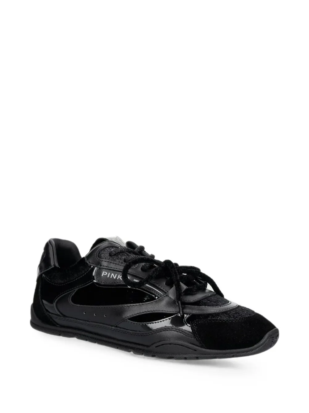 PINKO Yulia 01 logo-plaque panelled leather sneakers Zwart