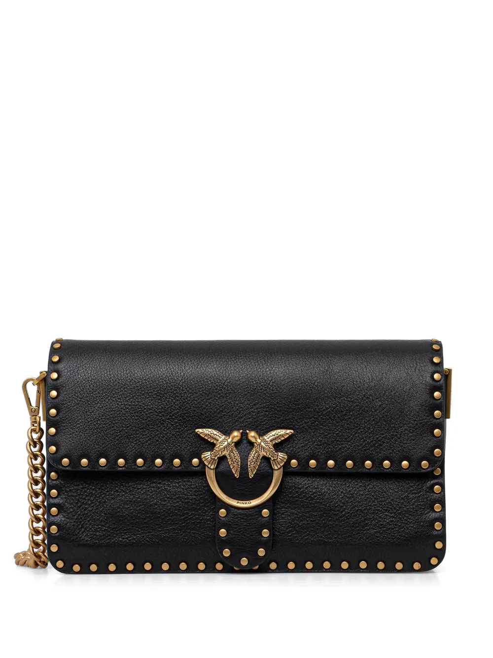 PINKO Love Birds-hardware stud-embellished leather crossbody bag - Nero