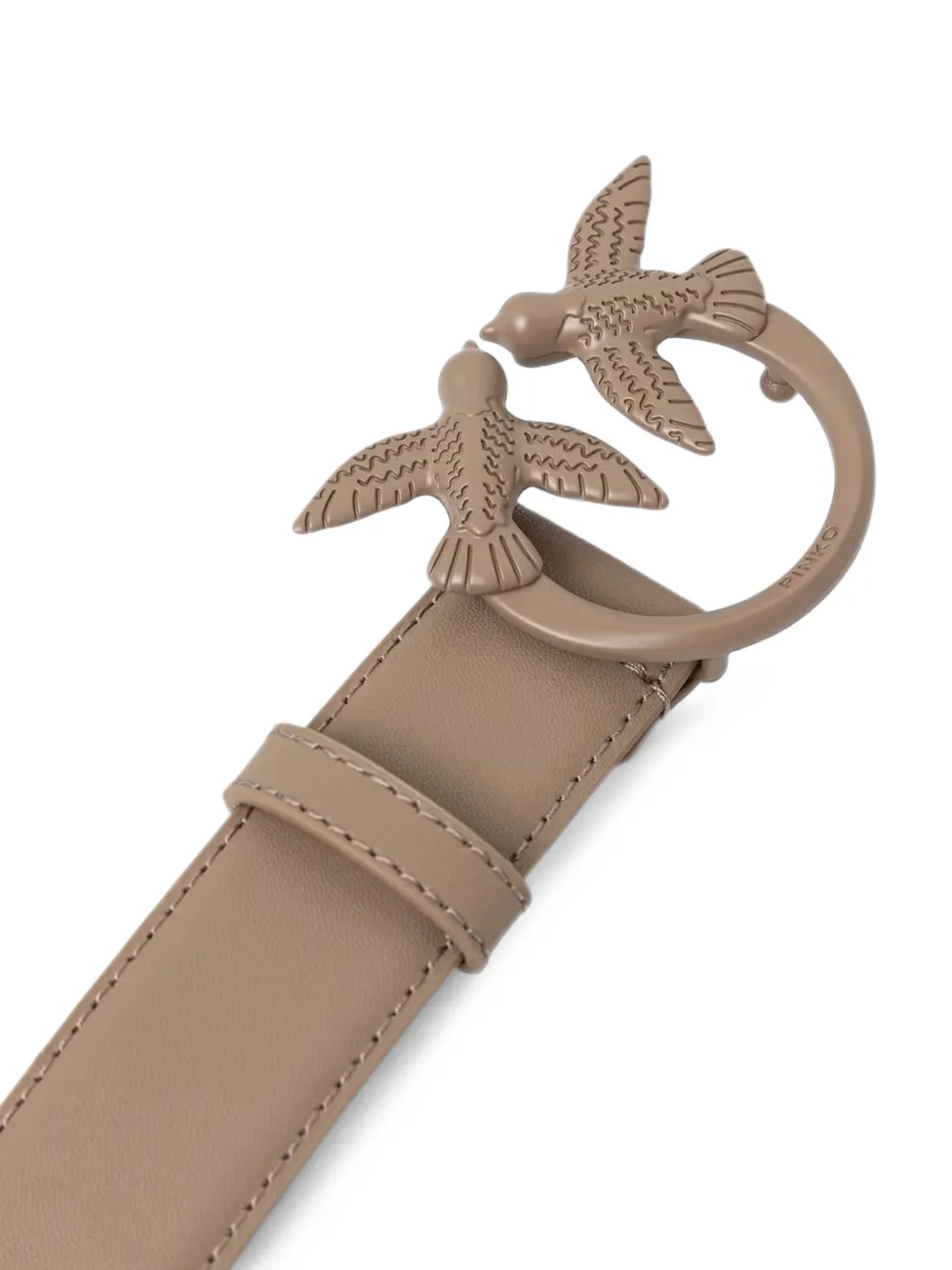 PINKO Leren riem met gekleurde gesp Beige