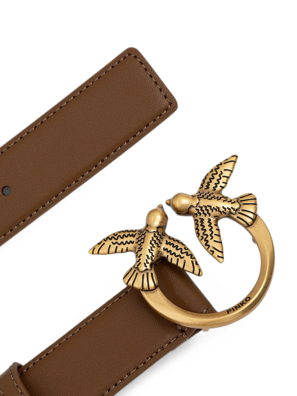 PINKO Love Birds leren riem Bruin