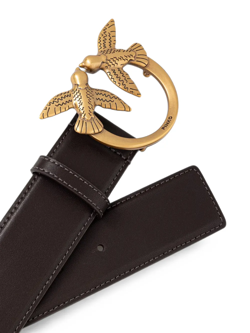 PINKO Love Birds leren riem Bruin