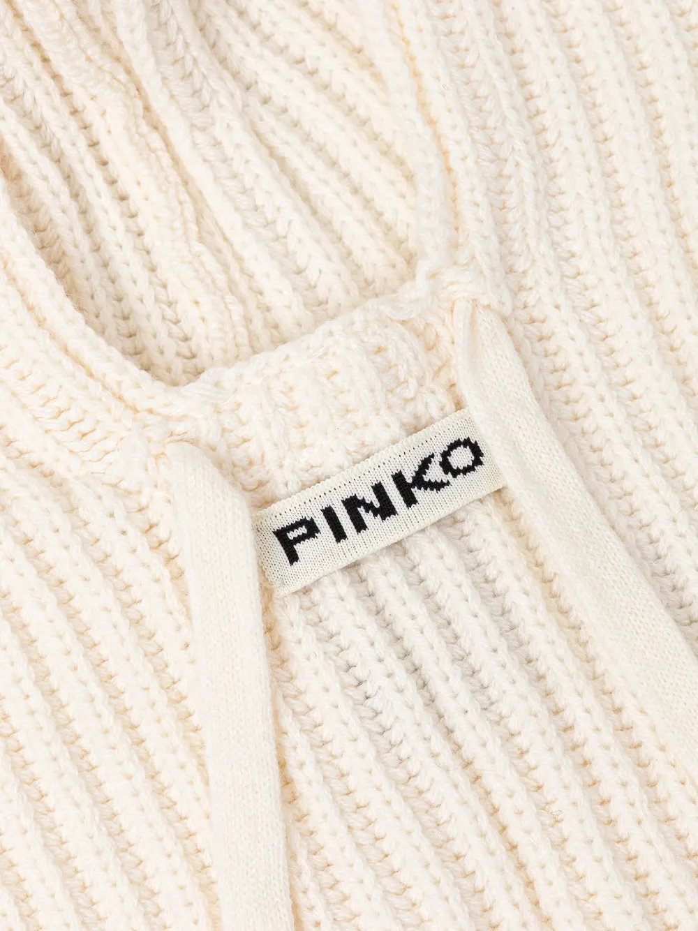 PINKO ribbed-knit drawstring balaclava Beige